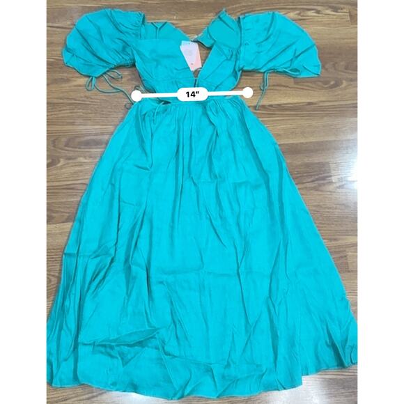 CULT GAIA Emerald green Erba Charlize Cut Out Midi Dress XS - Picture 6 of 14